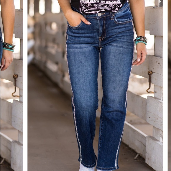 Risen Denim - Risen Dark wash embellished rcp5434 rhinestone darkwash 11/30 midrise